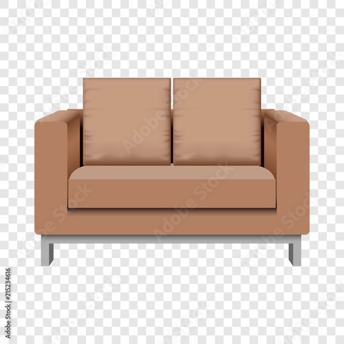Pillow sofa mockup. Realistic illustration of pillow sofa vector mockup for on transparent background