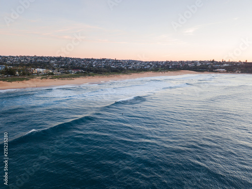 Aerial view of Curl Curl Beach coastline. Sydney, Australia.