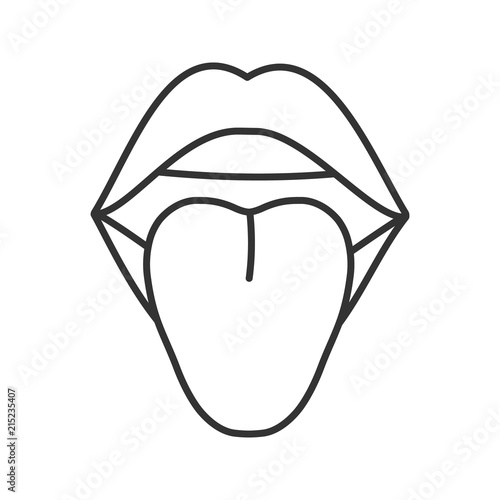 Open female mouth linear icon