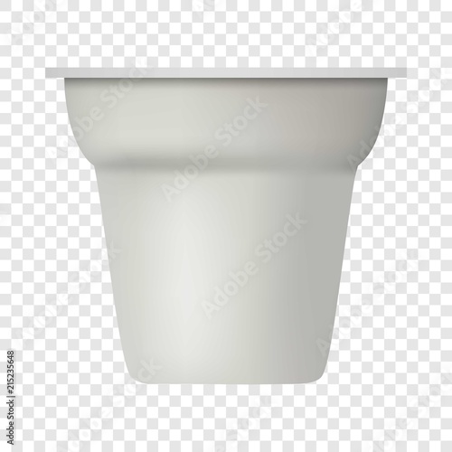 Yogurt white container mockup. Realistic illustration of yogurt white container vector mockup for on transparent background
