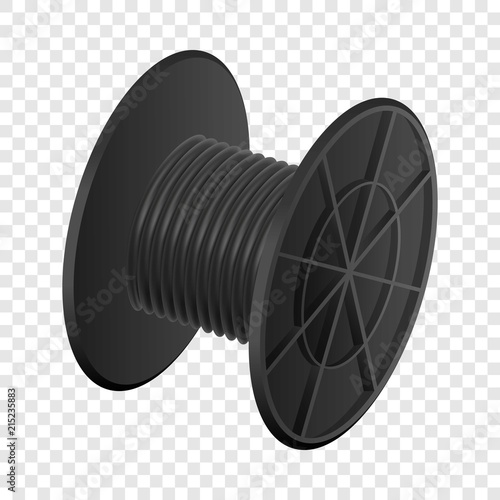 Black cable coil mockup. Realistic illustration of black cable coil vector mockup for on transparent background