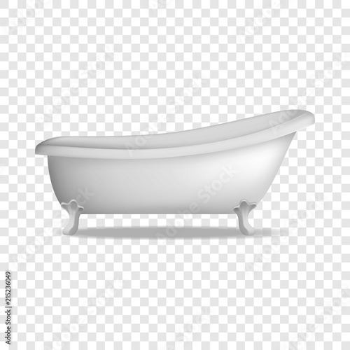 Vintage bathtub mockup. Realistic illustration of vintage bathtub vector mockup for on transparent background