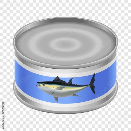 Canned tuna mockup. Realistic illustration of canned tuna vector mockup for on transparent background
