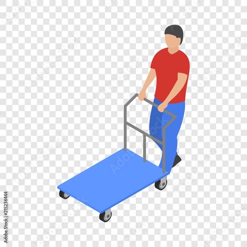 Warehouse cart icon. Isometric of warehouse cart vector icon for on transparent background