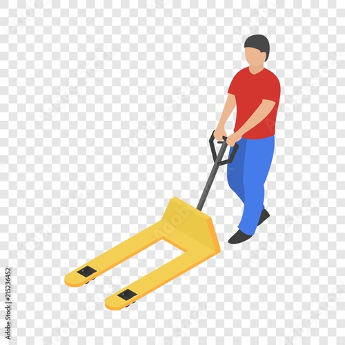 Pushcart icon. Isometric of pushcart vector icon for on transparent background