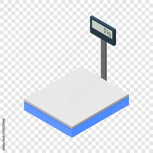Warehouse scales icon. Isometric of warehouse scales vector icon for on transparent background
