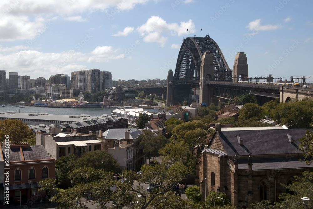 Sydney Australia, view of the Harbour bridge from Observatory Hill
