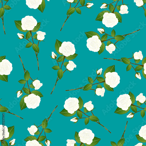 White Rose Bouquet on Green...