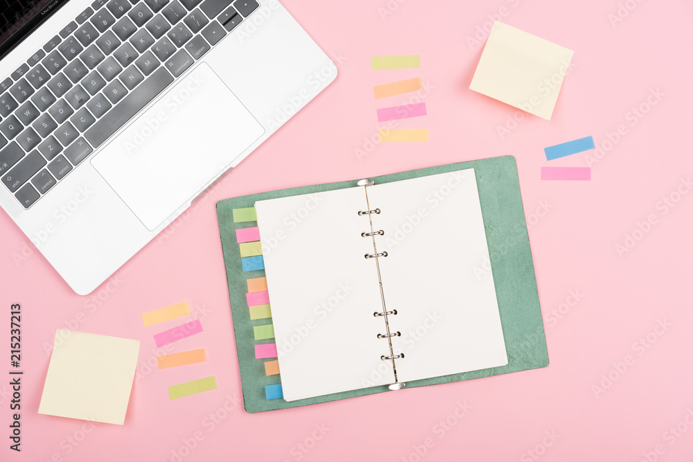 notebook on pink background notebook on pink background