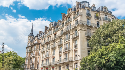 Photography Paris, beautiful building in the center, typical parisian facade