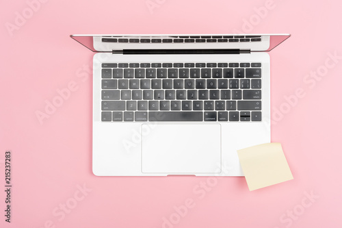  laptop on pink background