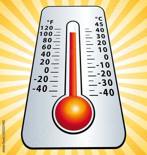 Heat wave. Maximum temperature thermometer. Vector illustration III.