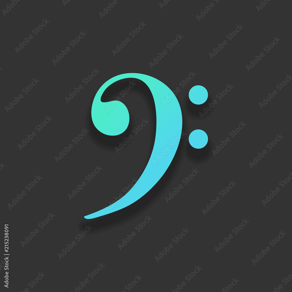 Fototapeta premium Bass Clef icon. Colorful logo concept with soft shadow on dark b