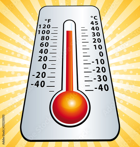 Heat wave. Maximum temperature thermometer. Vector illustration II.