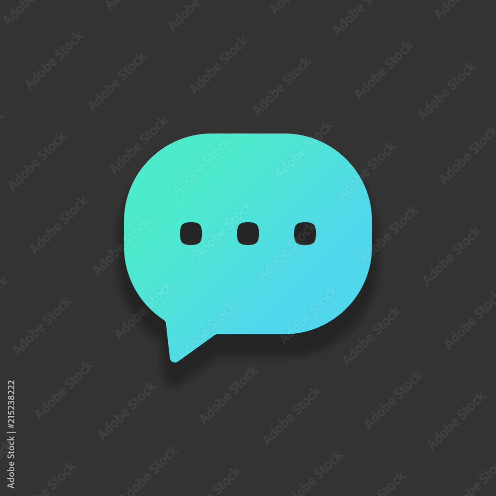 chat icon. Colorful logo concept with soft shadow on dark backgr chat icon. Colorful logo concept with soft shadow on dark backgr