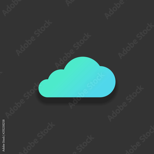 cloud icon. Colorful logo concept with soft shadow on dark backg