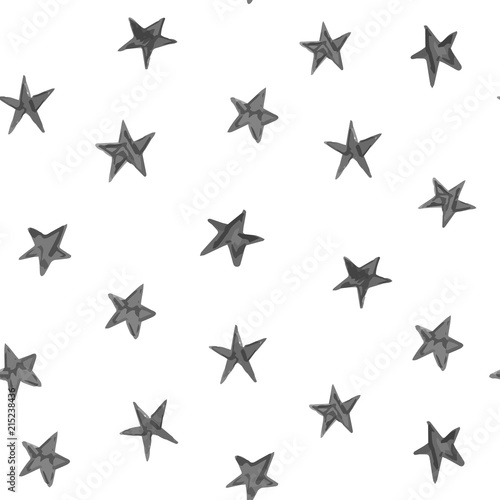 Hand drawn stars pattern. Vector seamless background with doodle stars. 