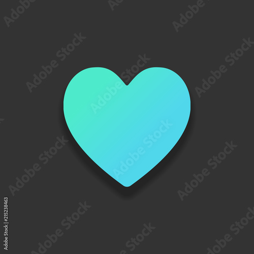 Simple heart icon. Colorful logo concept with soft shadow on dar