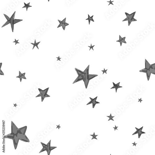 Stars pattern. Hand drawn doodle vector sky seamless background.