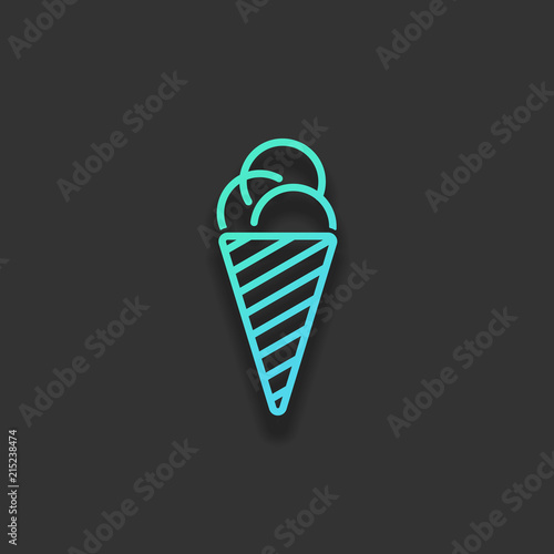 ice cream icon. Colorful logo concept with soft shadow on dark b
