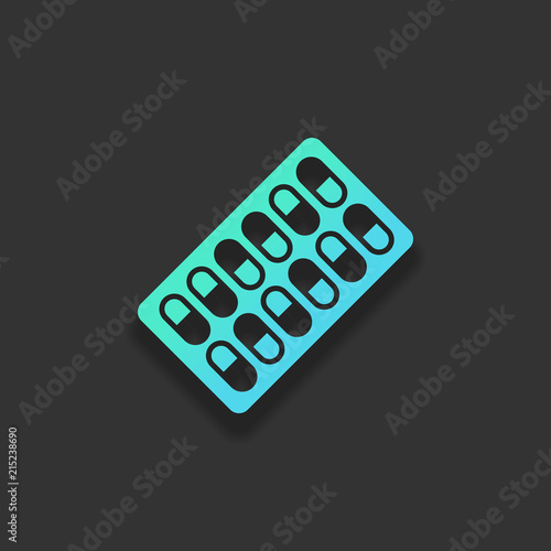 Pack Pills Icon. Colorful logo concept with soft shadow on dark © fokas.pokas