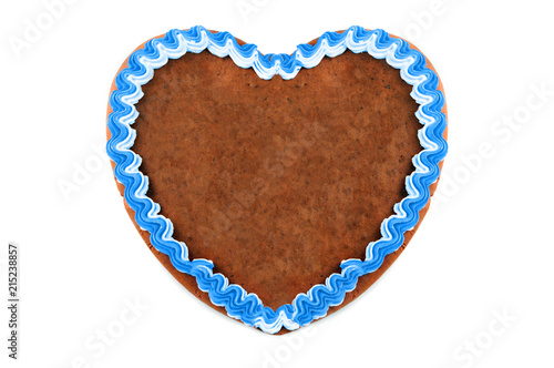 Oktoberfest Gingerbread heart with german words greetings from Oktoberfest on white with copy space isolated background.