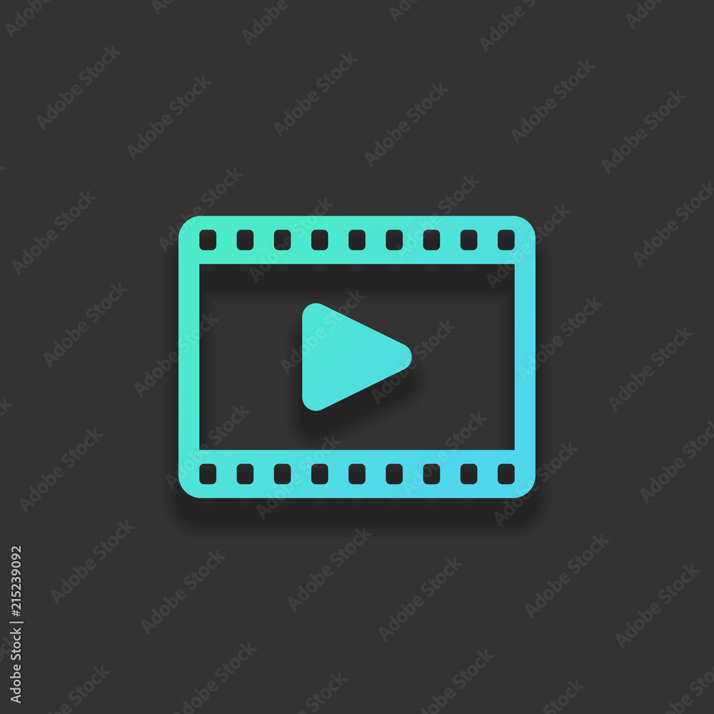 video icon. Colorful logo concept with soft shadow on dark backg