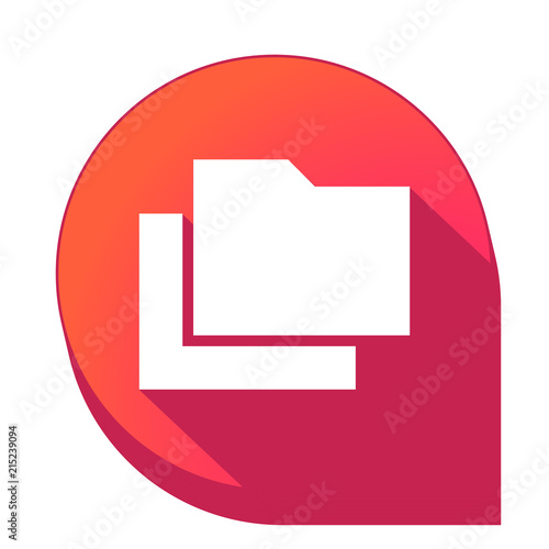 ikona z długim cieniem na tle strzałki pinezki