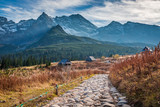 Stony path to the mountain valley in Tatras, Poland