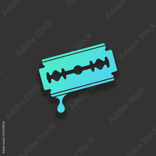 blade with drop of blood. simple silhouette. Colorful logo conce