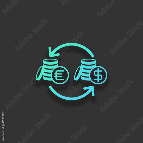 change money icon. Colorful logo concept with soft shadow on dar