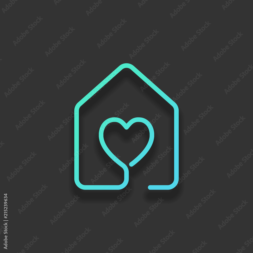 house with heart icon. line style. Colorful logo concept with so Stock ...