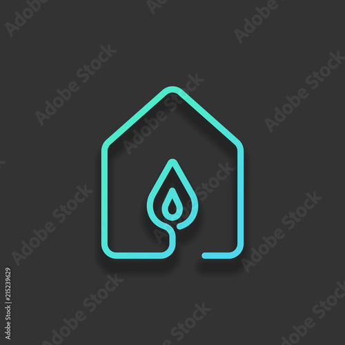 house with fire flames icon. line style. Colorful logo concept w