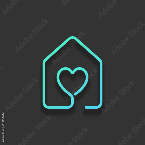 house with heart icon. line style. Colorful logo concept with so