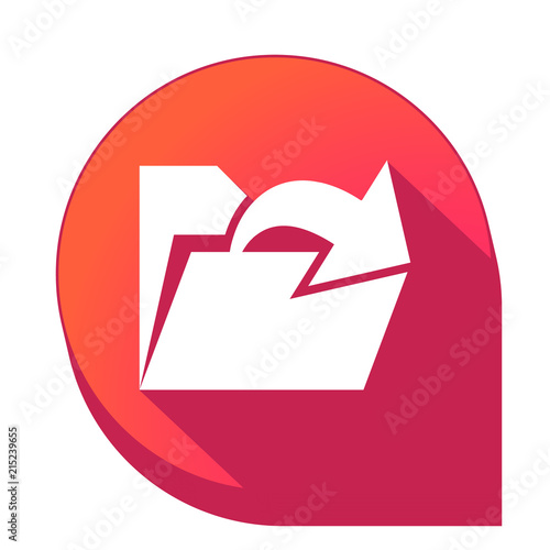 ikona z długim cieniem na tle strzałki pinezki