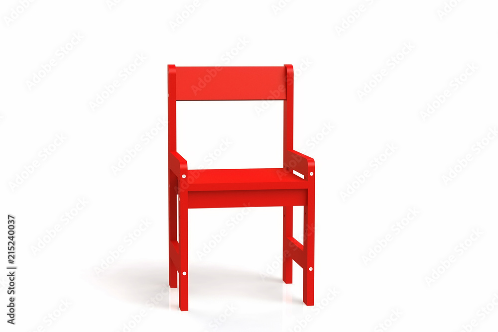 Little child wooden chair on a white background. 3D-model rendering chair. Little child wooden chair on a white background. 3D-model rendering chair.