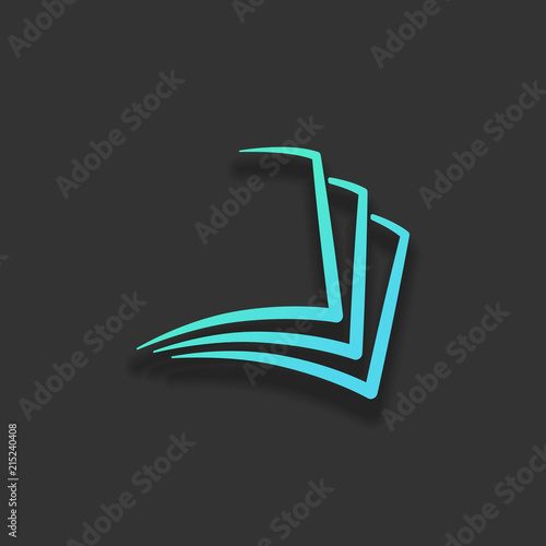 sheet of book, paper. Colorful logo concept with soft shadow on