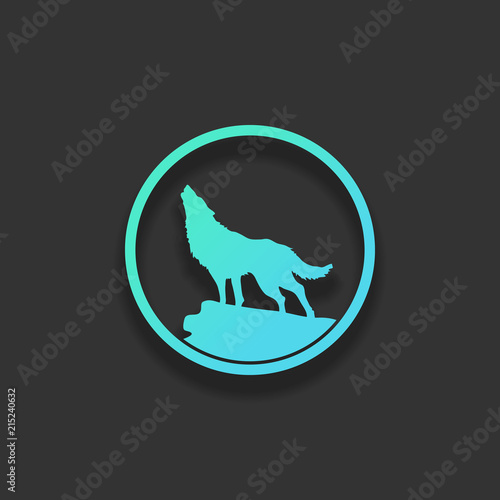 wolf. simple icon. Colorful logo concept with soft shadow on dar