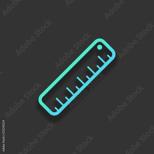 simple ruler icon. Colorful logo concept with soft shadow on dar