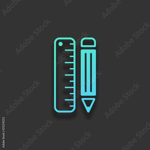 simple symbol of ruler and pencil. Colorful logo concept with so