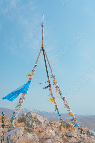 Triangulation sign on top of a mountain photo