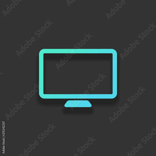 Computer monitor or modern TV. Simple icon. Colorful logo concep