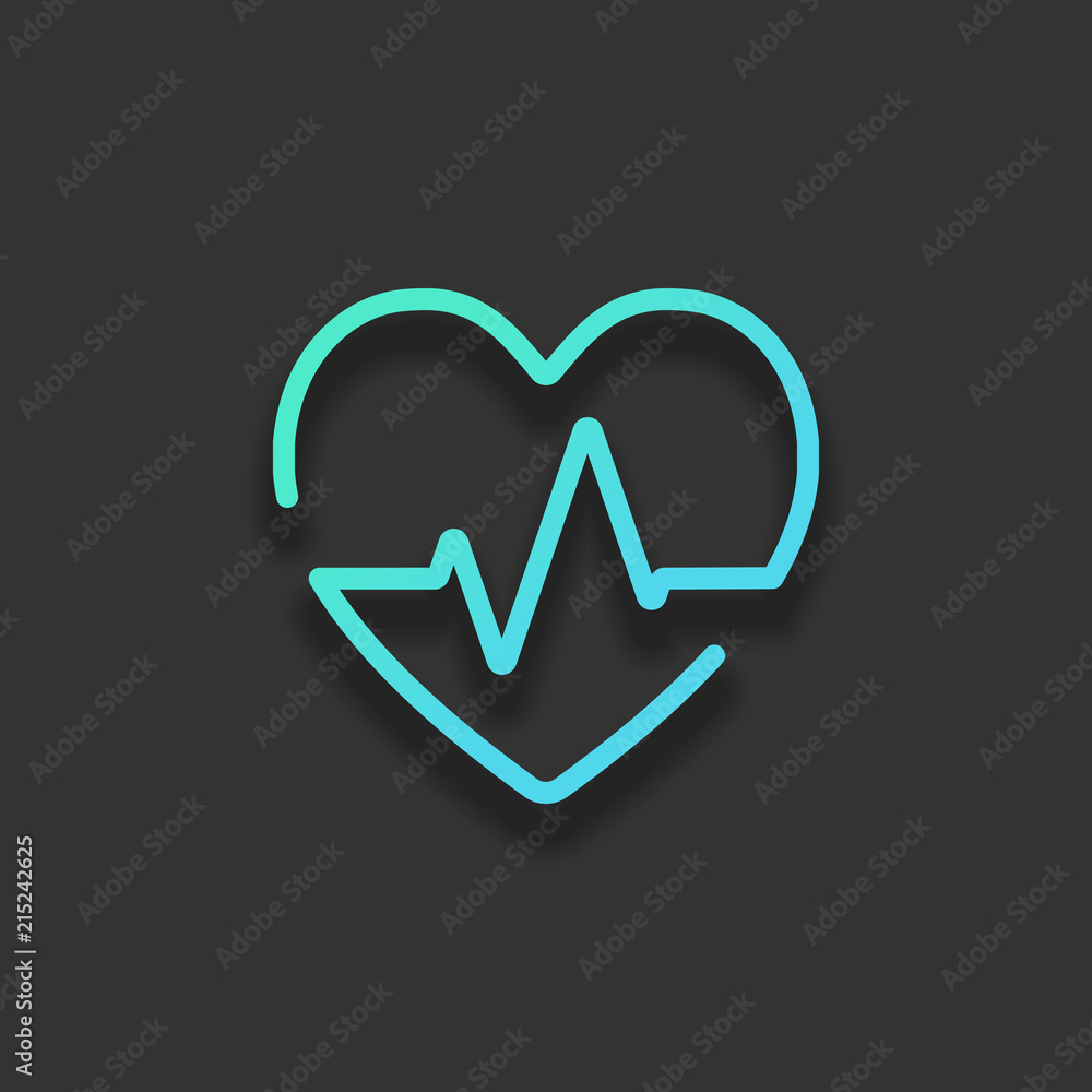 Heart and pulse line. One line style. Linear icon with thin outl Heart and pulse line. One line style. Linear icon with thin outl