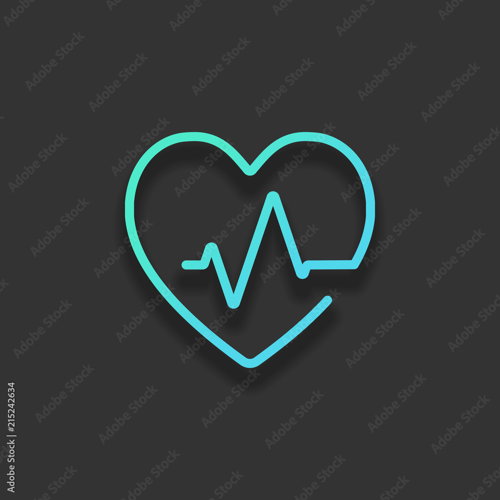 Heart and pulse line. One line style. Linear icon with thin outl