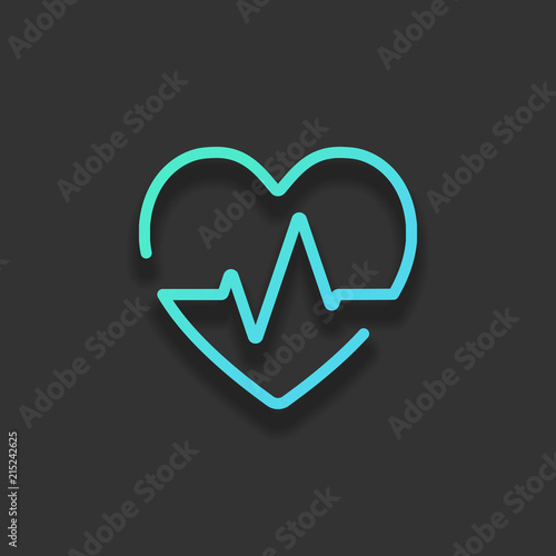 Heart and pulse line. One line style. Linear icon with thin outl