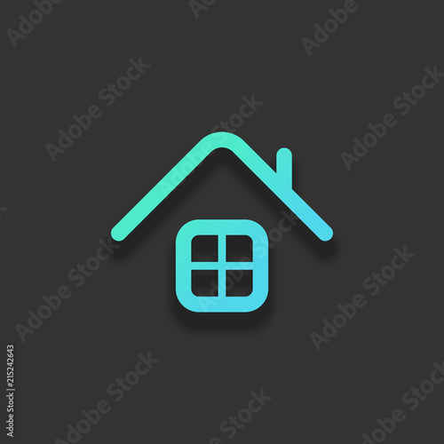 Simple house icon. Colorful logo concept with soft shadow on dar
