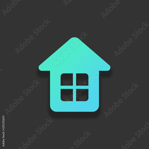 Simple house icon. Colorful logo concept with soft shadow on dar