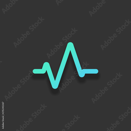 Simple pulse icon. Colorful logo concept with soft shadow on dar
