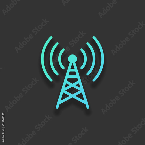 Radio tower icon. Linear style. Colorful logo concept with soft