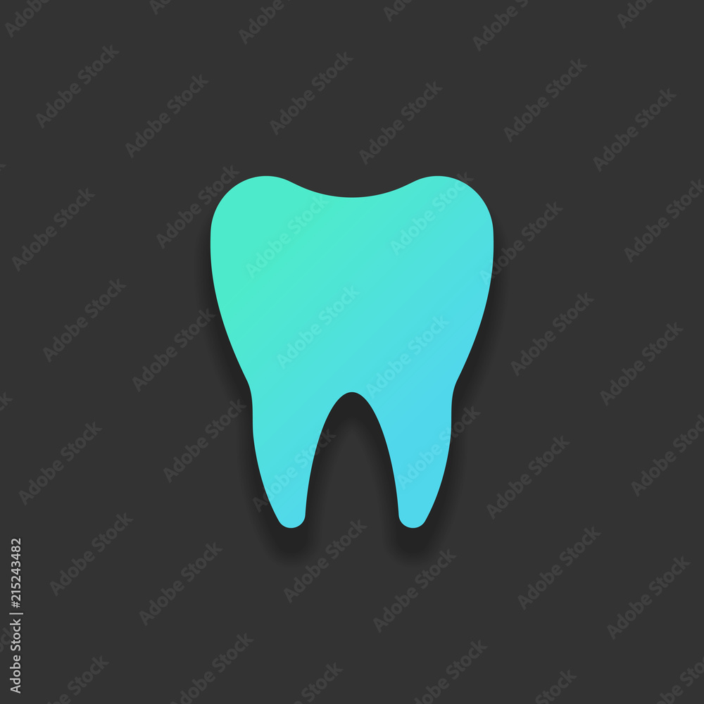 Silhouette of tooth. Simple icon. Colorful logo concept with sof Silhouette of tooth. Simple icon. Colorful logo concept with sof